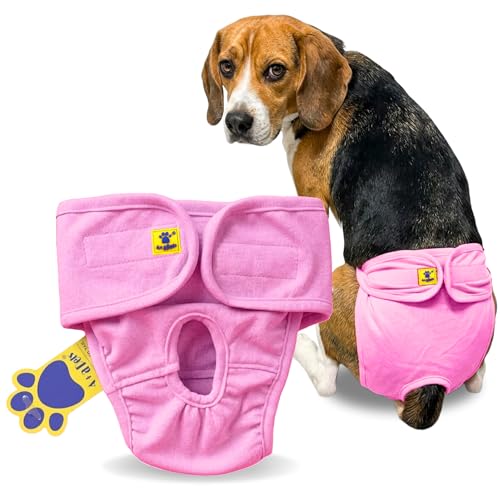 Image of A+a Pets' Cotton Dog Diapers | Underwear Panty | Stretchable Comfortable Washable and Reusable (M, Pink)