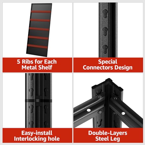 Image of Garage Shelving Heavy Duty Storage Shelves 3000 LBS Adjustable Metal Shelving Uints and Storage for Garage,Warehouse,School,Commercial,Business, (LJ-3-6-T3)