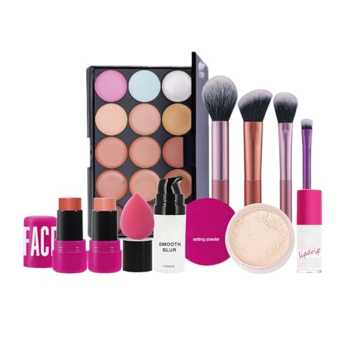 Kit de maquillage des yeux et du visage, ensemble de maquillage de visage | Makeup Kit Brushes Palette de fard à paupières Palette,Maquillage set blush bâton, kit complet cosmétique longue durée pour