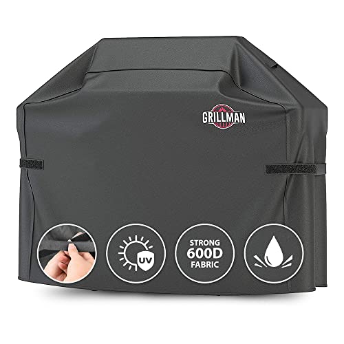 Grillman Premium Grill Cover for Outdoor Grill, BBQ Grill Cover, Rip-Proof, Waterproof, Top Heavy-Duty Large Grill Covers for Outside, Barbecue Cover & Gas Grill Covers (52" L x 26" W x 43" H, Black)