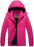 TACVASEN Damen Atmungsaktiv Winddicht Winterjacke Fleece Jacke Wasserabweisend Snowboardjacke Hiking mit Taschen, Rosa