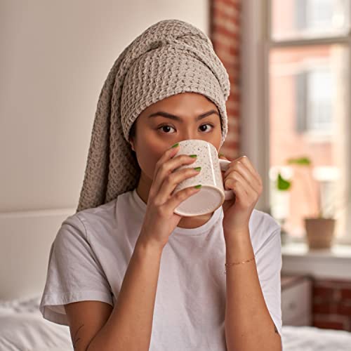 Onsen Bath Towel Set - Waffle Weave 100% Supima Cotton Towel - Lusciously Soft, Durable, Fast Absorbing Waffle Towel Bath Towel, Oatmeal #TOP3