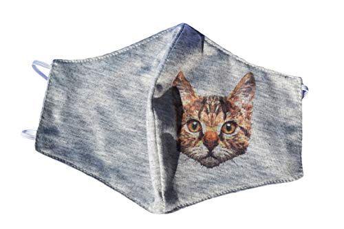Masque en tissu imprime animal - Tête de chat - tissu double épaisseur - Lavable et réutilisable Cover