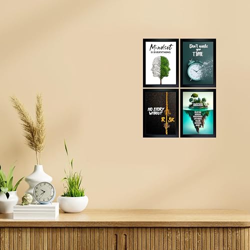 Image of CrowdHall Motivation Photo Frame | Motivation Frame | Motivational Quotes Wall Art for Living Room, Home Decor, Bedroom, Office. (Size 13 X 17 inch, 4 Frame Combo) (6.5 x 8.5 Each Frame Size)
