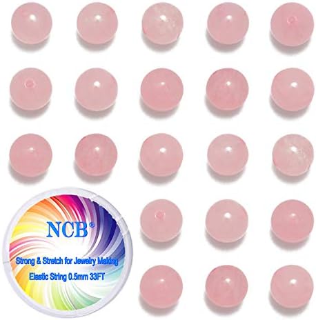 NCB 100pcs 8mm Rose Quartz Beads Natural Semi Precious Beads Round Smooth Gemstones Loose Spacer Beads Charms for Necklaces Bracelets Jewelry Making (Rose Quartz, 8mm 100Beads) — view 6