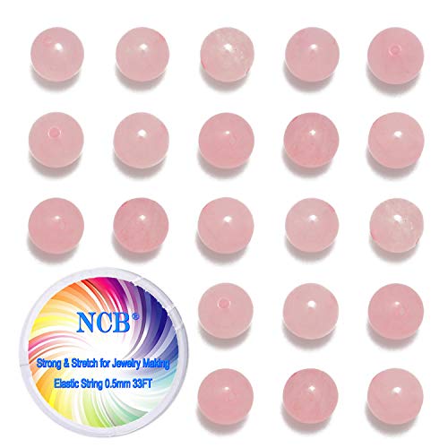 Image of NCB 100PCS 8mm Natural Rose Quartz Beads Gemstone Round Loose Stone Spacer Beads for Jewelry Making with Crystal Stretch Cord (Rose Quartz, 8mm 100Beads)