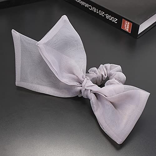 2 Pieces Large Organza Bow Scrunchies Hair Bow Ties Soft Elastic Bowknot Hair Ties Ponytail Holder Hair Accessories Gifts For Women Girls(Mixcolor 5) #TOP4