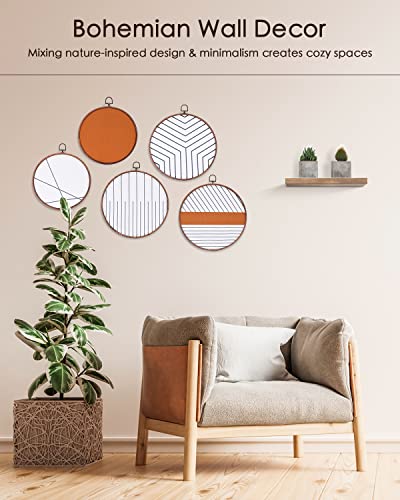 Lifvean Boho Bathroom Round Wall Decor Modern Minimalist Wall Art Round Bedroom Wall Decor Rustic Farmhouse Wall Decor For Living Room Apartment Bedroom Bathroom (5 Piece) #TOP1