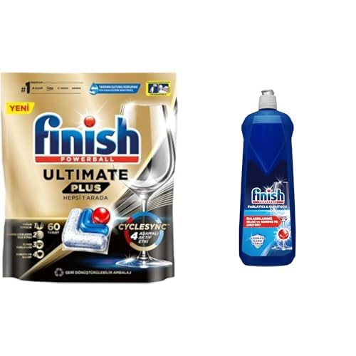 Finish Ultimate Plus 60 Kapsül Bulaşık Makinesi Deterjanı Tableti 1 x 60 Kapsül ve Finish Bulaşık Makinesi Parlatıcı & Kurutucu 1 x 800 ml, 60 Kapsül/ 800 ML