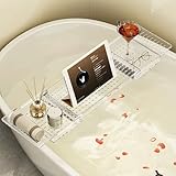 HOMEry - Bandeja para bañera con diseño expandible para vino y libro, accesorio ideal para spa para relajarse y cuidarse