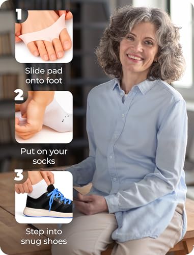 Homergy Metatarsal Foot Pads - Soft Gel Ball of Foot Cushions for Pain Relief, Ultra-Thin Sleeve Design, Stays in Place, Breathable & Reusable - Fits Heels, Flats, Sneakers (4 Pads / 2 Pairs)