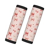 2 Pcs Luggage Handle Wraps for Suitcase - Fashion Bowtie Heart Pink Print Luggage Handle Covers, Suitcase Tags Identifiers for Suitcases, Travel Essentials for Flying Accessories