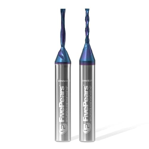 FivePears Broca de enrutador en espiral de corte hacia arriba y hacia abajo, juego de vástago de 14 pulgadas con recubrimiento de vida extrema,