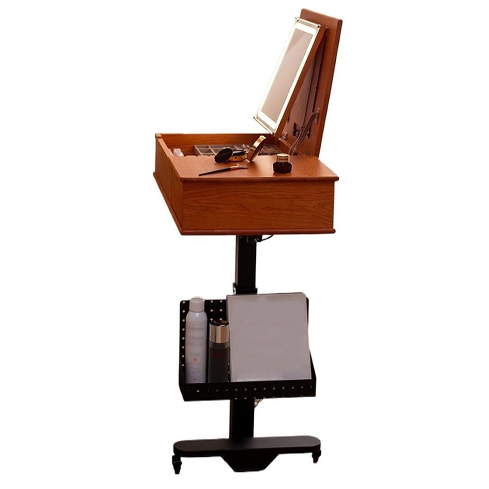 CGCSYZ Vanity Desk Movable Dressing Table Bedroom All Solid Wood Small Flip Dressing Table Mini Small Dressing Table Flip Makeup Table Makeup Dressing Table (Bruin)