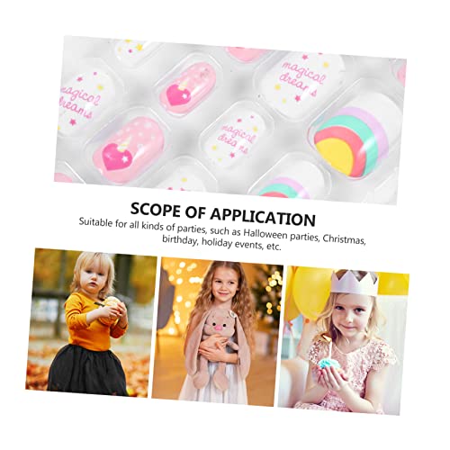 Healvian Caixas Unhas Postiças Infantis Imprensa Artificial Prego Stick Nas Unhas Unhas Postiças Inf