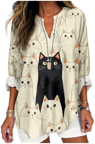 MARSVOVO Women's 3/4 Sleeve V Neck Tunic Top - Loose Boho Blouse For Office, Travel & Summer - View #6