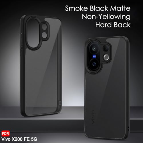 Image of TheGiftKart Hybrid Shockproof Back Cover Case for Vivo X200 FE 5G | Camera Protection Module | Hard Back Case Cover for Vivo X200 FE 5G (PC & TPU, Translucent Smoke Matte Back, Black Sides)