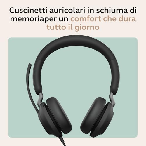 Jabra Evolve2 40 Se Cuffie Stereo Cablate Con Cancellazione Del Rumore, Microfono E Cavo USB-C/A - Certificazione Ms Teams, Compatibile Con Tutte Le Altre Piattaforme - Nero - 6
