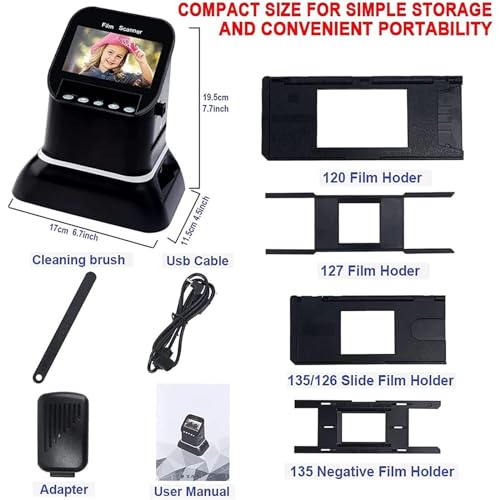 Scanner per pellicole ad alta risoluzione, schermo LCD 1080P, convertitore di pellicola digitale per 35 mm, 135, 126, 127 negativi e diapositive a digitale JPEG
