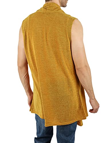 GIVON Men's Lightweight Ruffle Shawl Collar Sleeveless Vest Cardigan with Long Drape Cape3