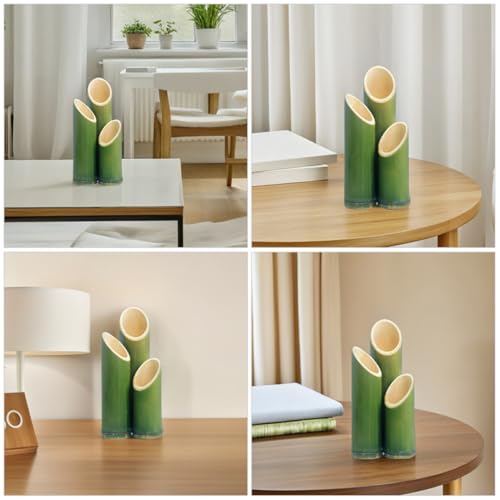 Vases en bambou pour bonsaï, jardinières cylindriques vertes décoratives