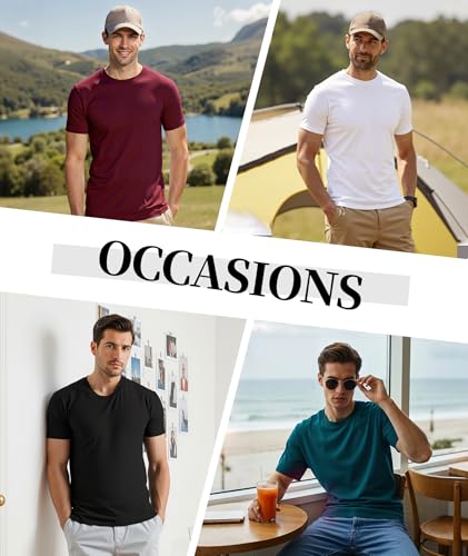 Image of Little Beauty 5 Pack Men's T-Shirts Crew Neck Short Sleeve Cotton Tee Casual Summer Tops