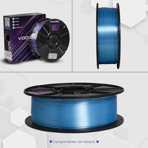 Filamento PLA Azul Sky V-Silk Premium 1kg, 1.75Mm, Para Impressoras 3D - Voolt3D