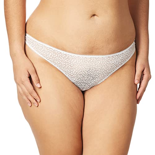 DKNY Women's Modern Lace Thong Panty, Poplin White, XL