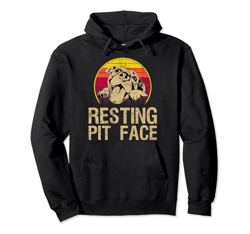 Vintage Pitbull Resting Pit Face - Divertente Pitbull Lovers Felpa con Cappuccio