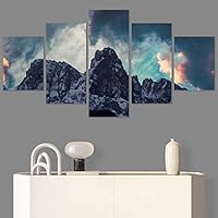SIGNWIN 5 Panel Canvas Wall Art Mountainscape for Home Decorations Ready to Hang - 60