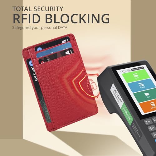 Image of Slim Minimalist Leather RFID Blocking Front Pocket Wallet, Credit Card
