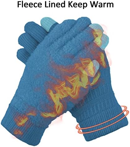ViGrace Womens Winter Touchscreen Gloves Cable Knit Warm Lined 3 Fingers Dual-layer Touch Screen Texting Thermal Glove