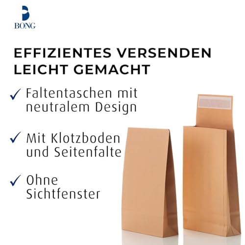 Faltentasche B4 (353x250x40mm) | Umschläge A4 haftklebend mit Klotzboden | Versandtaschen ohne Fenster weiß | 150g | 200 Stück