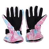 Chidlantu Outdoor-Skihandschuhe, Thermo-Vollfingerhandschuhe, rutschfeste, verdickte Touchscreen-Handschuhe mit verstellbarem Gürtel zum Skifahren, Radfahren, Bergsteigen (Rosa)