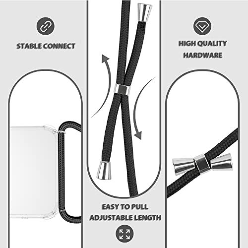 Yespure Crossbody Case For Iphone 14,Phone Case For Iphone 14 [ With Adjustable Lanyard Strap ] Clear Soft Slim Tpu Anti-Yellowing Anti-Scratch Shockproof Protective Cover For Iphone 14 - Black #TOP2