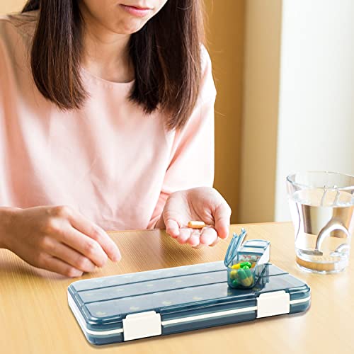 Ouyteu Large Pill Organizer 4 Times A Day, 7 Days A Week, Weekly Pill Box Pill Case With Dust-Proof Case For Pills/Vitamins/Fish Oil/Supplements, 28 Small Compartments, For Pill Dispensing, Blue #TOP6