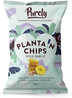 Purely Plantain Chips - Sea Salt - 75g x 3 Pack - Low Calorie Plantain Crisps - Vegan, Gluten Free, Nutritious & All Natural - Healthy Alternative Snack Multipack