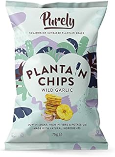 Purely Plantain Chips - Sea Salt - 75g x 3 Pack - Low Calorie Plantain Crisps - Vegan, Gluten Free, Nutritious & All Natural - Healthy Alternative Snack Multipack