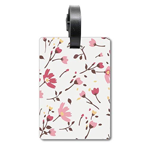 Étiquette de valise Calliopsis rose fleur feuille porte-adresse bagage