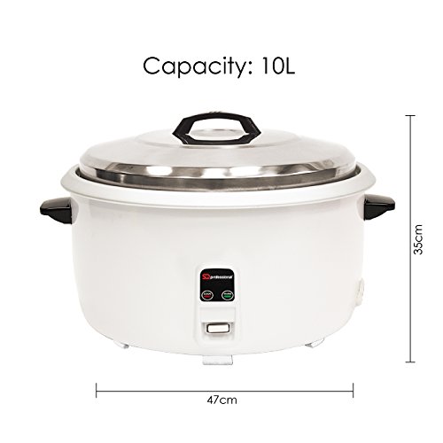 SQ Professional Blitz Rice Cooker with Automatic Cooking Non-Stick Removable Inner Pot | Measuring Cup & Spatula | Stainless Steel Lid | Keep-Warm Function |White (10L) - Image 5