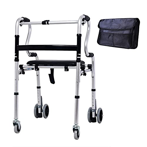 Andador plegable para personas mayores, bolsa de almacenamiento impermeable para sillas de ruedas, andador para ancianos discapacitados, andador plegable antiguo de aluminio de cuatro pies