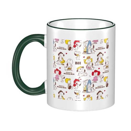 スヌーピー マグカップ 保温・保冷 電子レンジ対応 コーヒーカップ 陶器 セラミック 耐高温 軽量 個性人気 誕生日プレゼント大容量 Dark Green