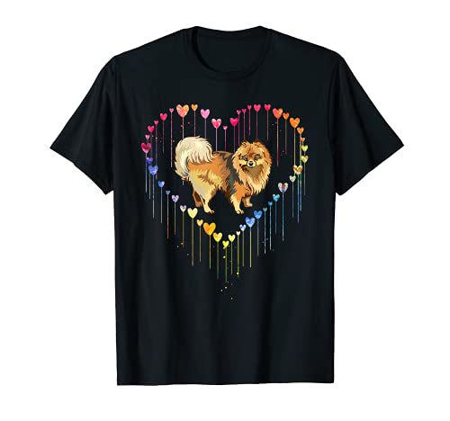 Pomerania lindo en el amor del corazón para el regalo divertido de los amantes de las mascotas del perro Camiseta