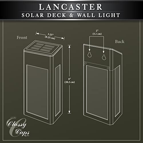 Classy Caps SWL888 - Black Aluminum Lancaster Deck & Wall Light (2 Pack) – Outdoor Solar LED Lighting, Durable Black Aluminum, Real Glass Construction, Perfect for Outdoor Decks, Patios, and Walls. by Classy Caps - Image 7