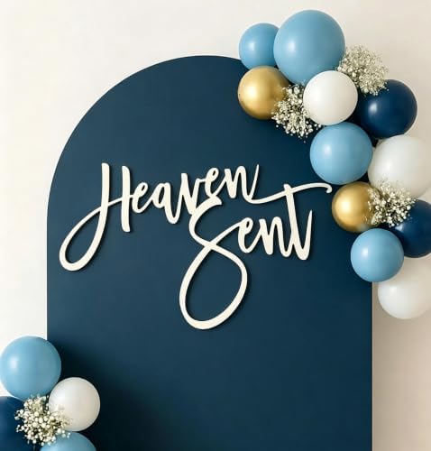 Wooden Baby Shower Decorative Sign, Heaven Theme Baby Party Balloon Arch Decor, First Birthday Gender Reveal Party Decorartions Supplies image 5