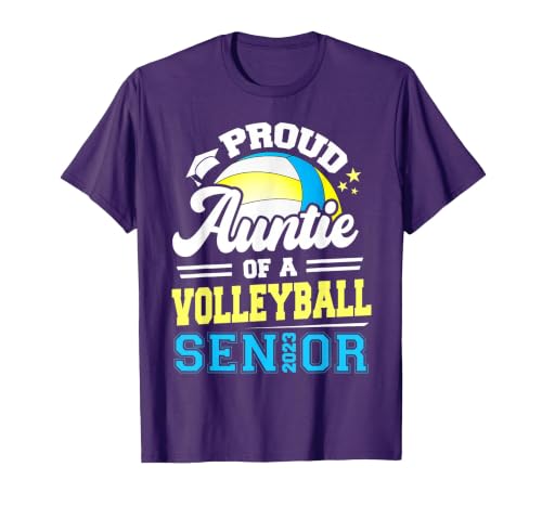 Proud Auntie of A Volleyball Senior 2023 Graduation T-Shirt, Men, Purple, Large