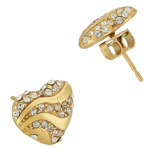 Guess JUBE04504JWYGT-U Women's Gold Heart Stud Earrings, Crystal, Crystal
