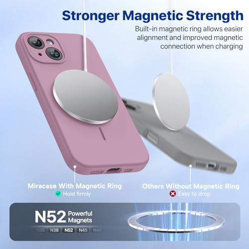 Image of Miracase Magnetic for iPhone 15 Plus Case, [Soft Anti-Scratch Microfiber Lining], Compatible with MagSafe, Liquid Silicone Shockproof Drop Protection Phone Case for 15 Plus, Blackcurrant