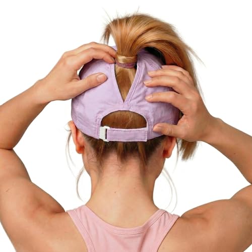 Ponytail Hat for Women Mesh Baseball Caps High Bun Pony Tail Hats Women Adjustable Summer Sun Hat Running Hiking Gorras para Mujer (Small-Medium Purple)
