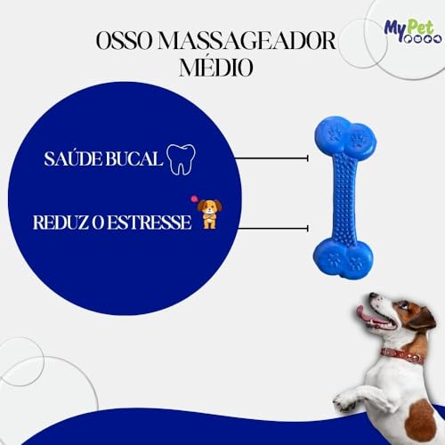 MY PET BRASIL Osso Massageador Médio Brinquedo Para Cachorros Interativo E Divertido Auxilia E Forta